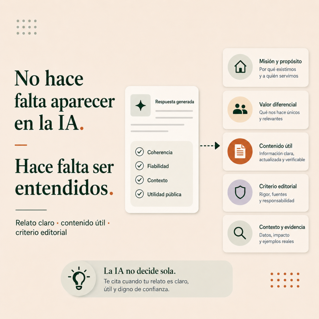 Tu ONG no necesita aparecer en la IA: necesita ser entendida