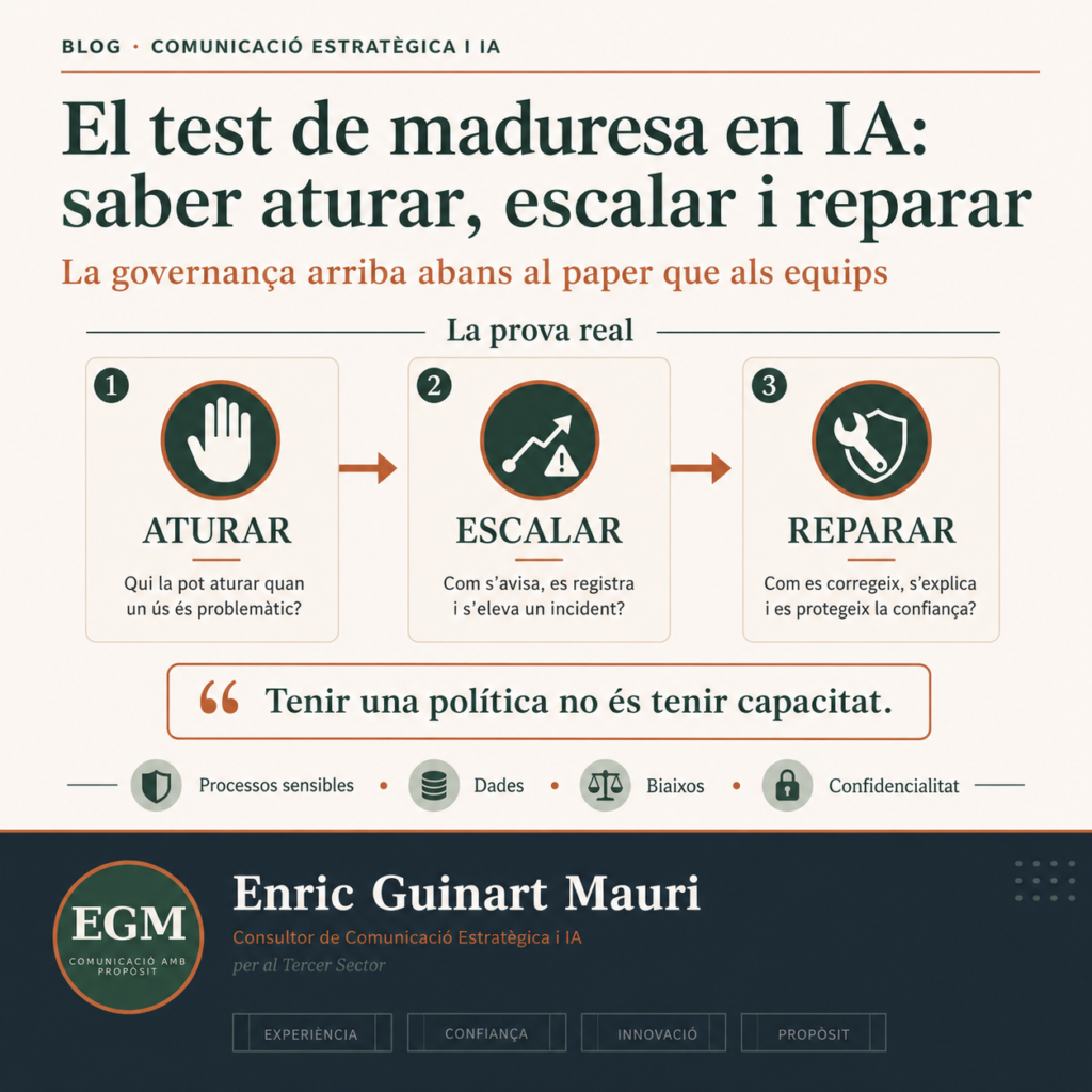El test de maduresa en IA: saber aturar, escalar i reparar