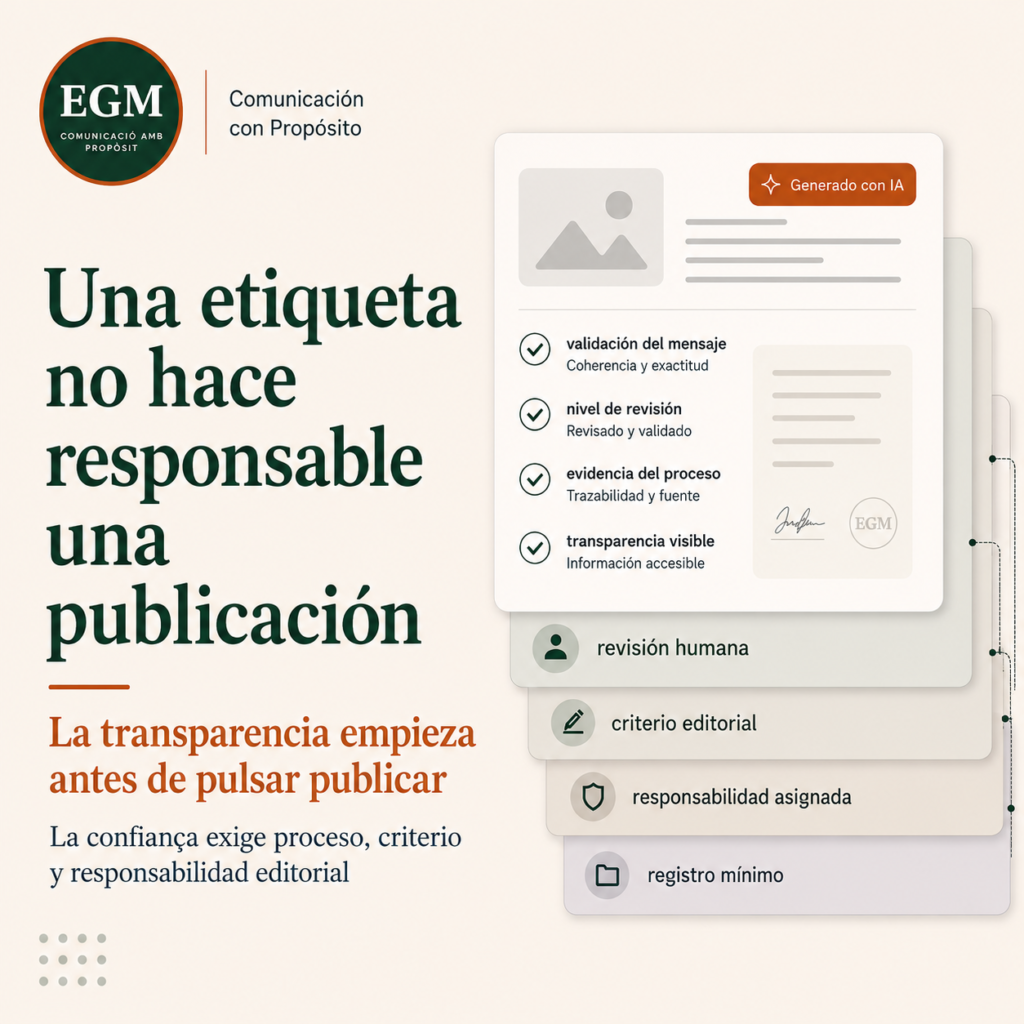 Una etiqueta no hace responsable una publicación